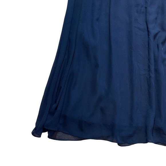 Levkoff Navy Blue Chiffon One Shoulder Full Length Gown US 12 - Picture 3 of 9